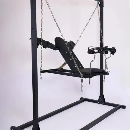 Leather Leg Split Swing Chair with Handcuffs & Leg Cuffs for Couples Flirting Adult Use