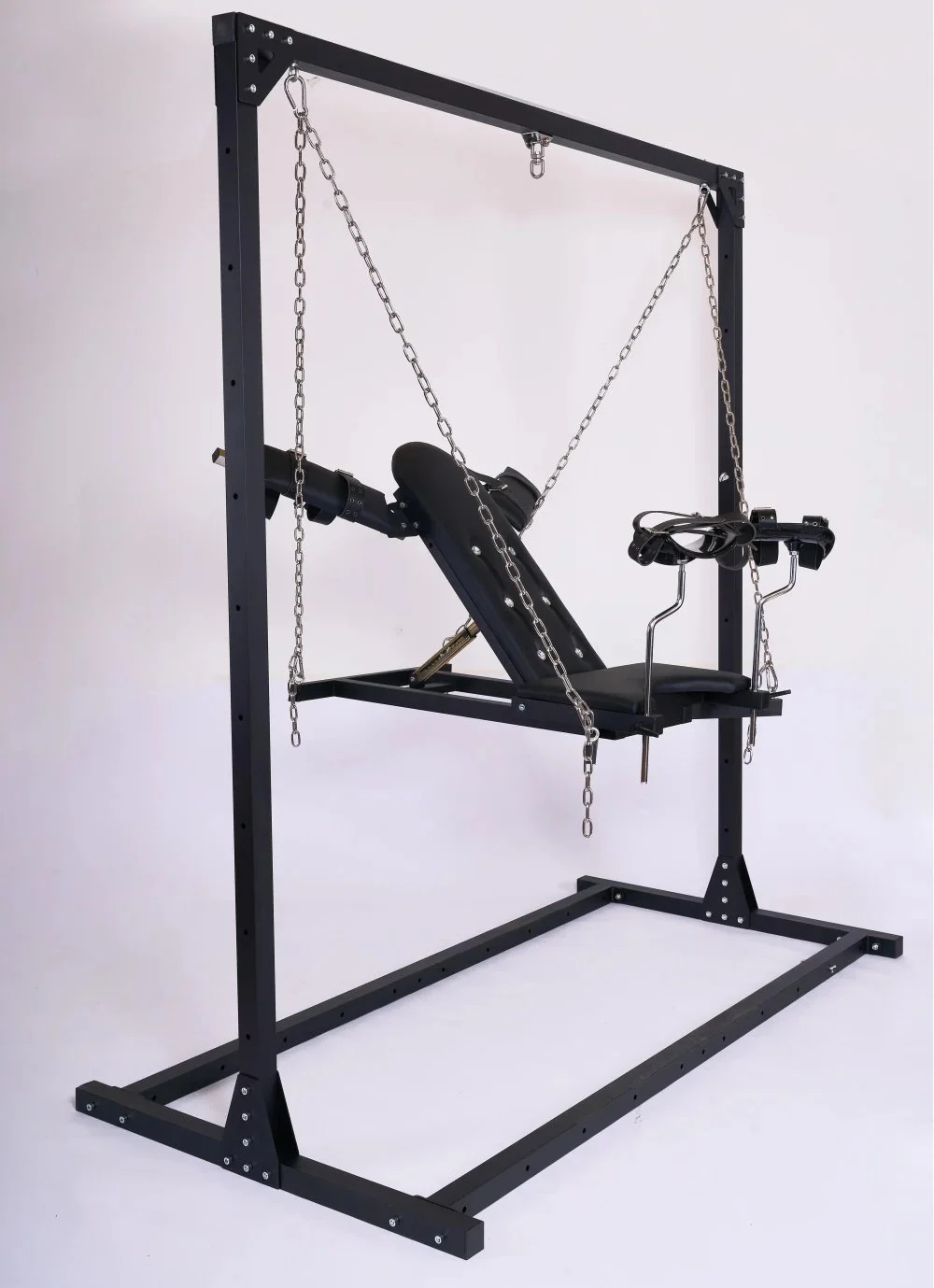 Leather Leg Split Swing Chair with Handcuffs & Leg Cuffs for Couples Flirting Adult Use