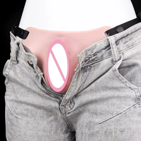 Triangular Restraint Straps + Silicone Female Genitalia Simulation for Gender Transition and Role-play Sex Toys
