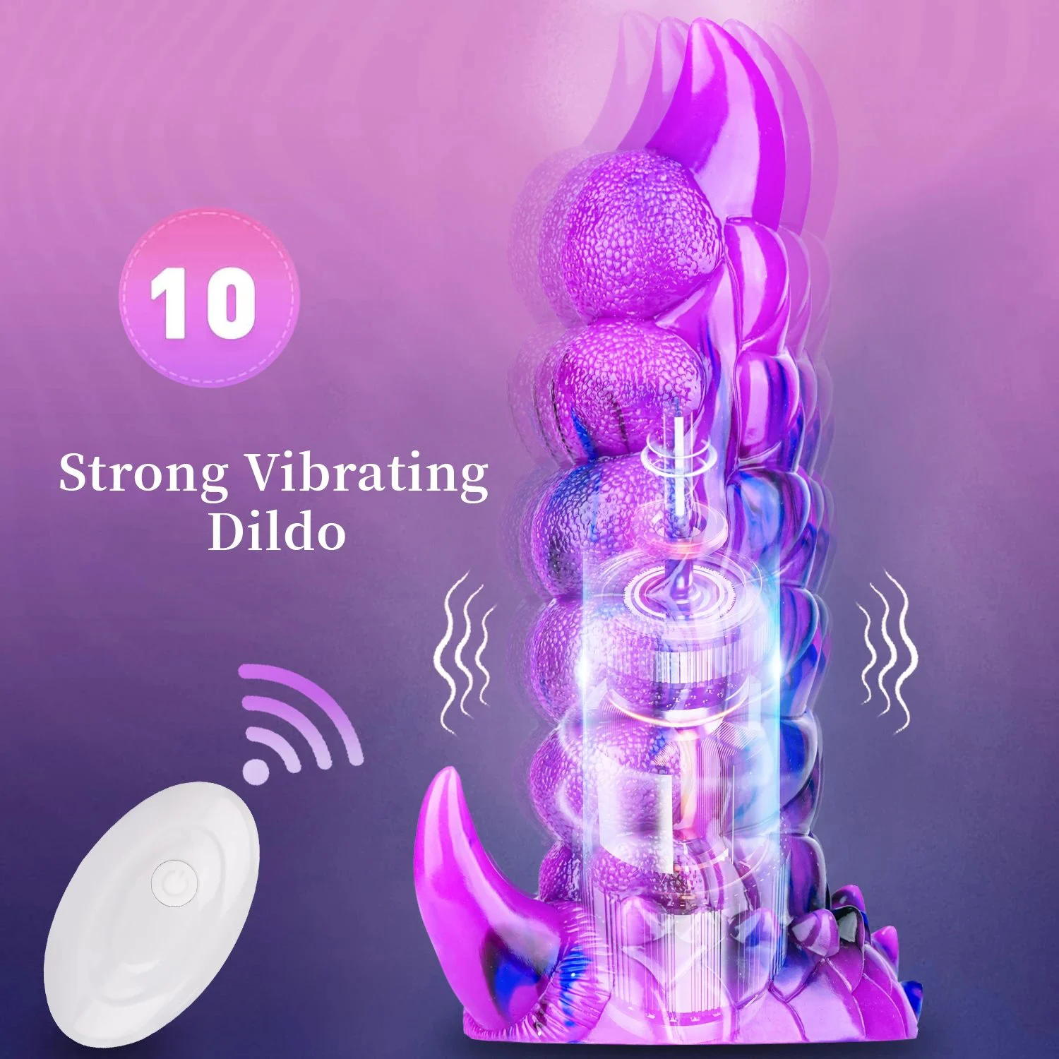 Remote Control Vibrating Silicone G-Spot Dildo 10 Vibrations 100% Waterproof USB Rechargeable Soft Beginner-Friendly Strong