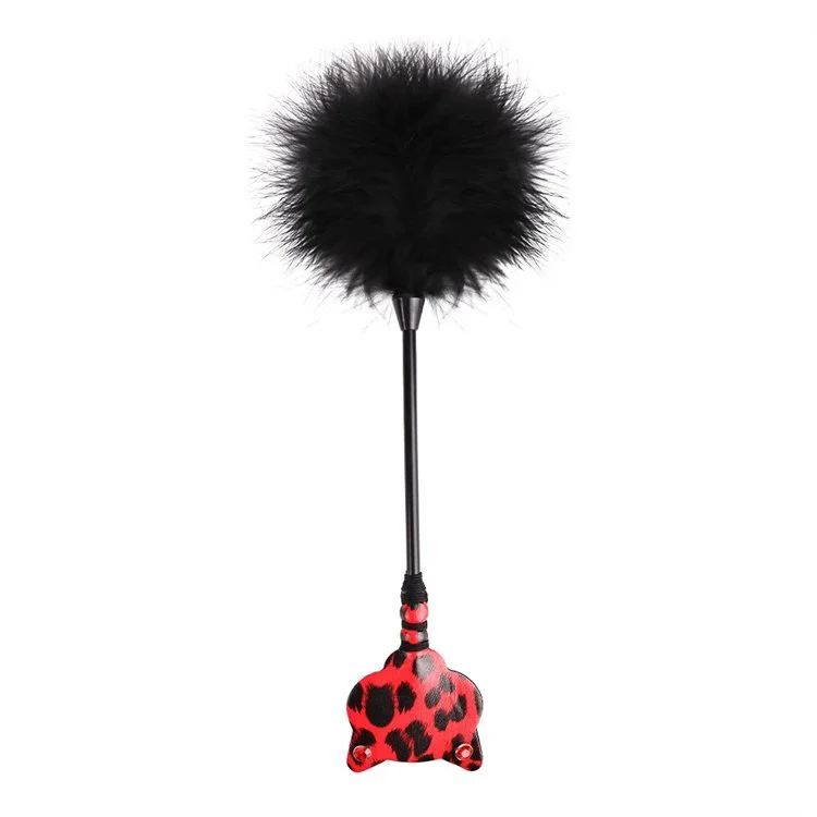 Leopard Design Sexy Eye Mask Furry Feather Flirting Tickler Floggings PU Leather Sex Toy Bondage
