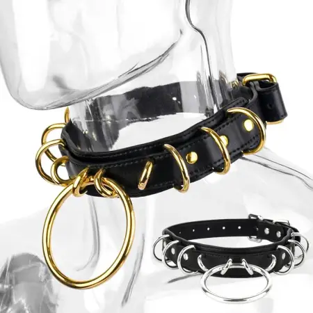 Luxury Bdsm Collar Leather Bondage Sub Collar O-ring,Bondage Collar with Single Ring,Leather Adjustable Bondage