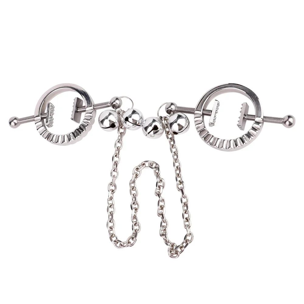 Bondage Masters Nipple Clamps for Adult, Leather Harness,Sex Bondage Leather Breast Restraints Toys
