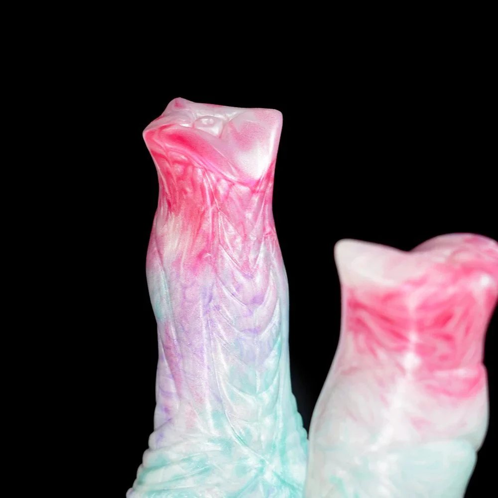 Double Heads Thick Beast Dildo With Suction Cup Flexible Light Color Small Penis Anal Sex Toys for Women