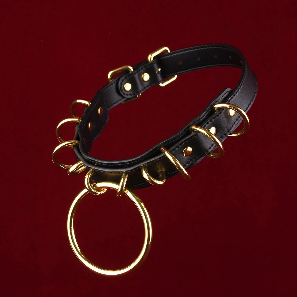 Leather Restraint Collar Suitable for Male and Female Enthusiasts Available in Two Colors Adjustable Collar