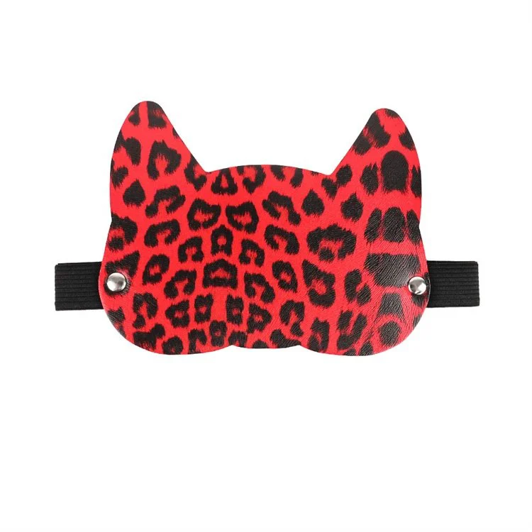 Leopard Design Sexy Eye Mask Furry Feather Flirting Tickler Floggings PU Leather Sex Toy Bondage