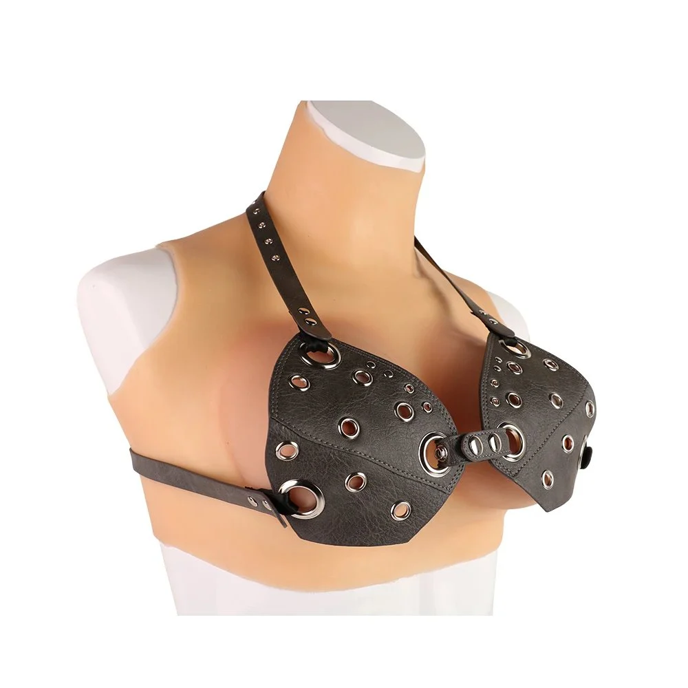 Harness with Long Chain Metal Nipple Clamps Sex Toys for Women Adult Sex Harness Leather Bondage