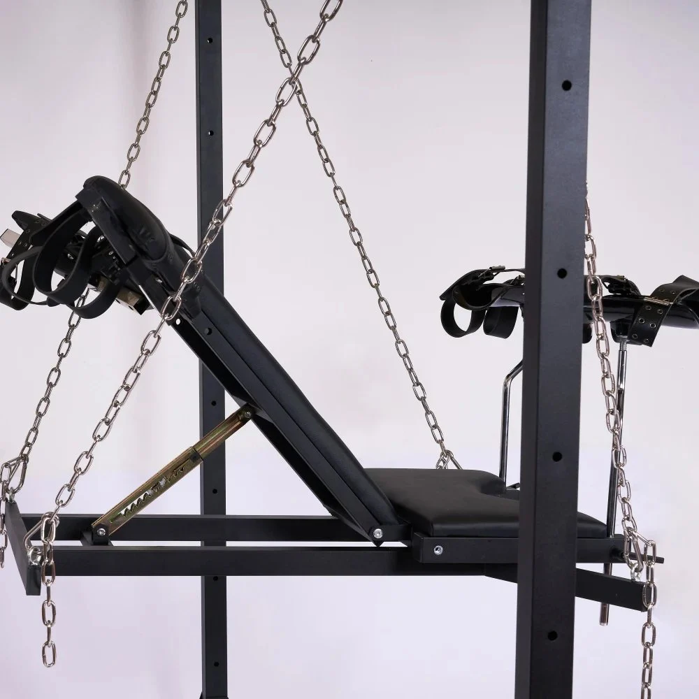 Leather Leg Split Swing Chair with Handcuffs & Leg Cuffs for Couples Flirting Adult Use