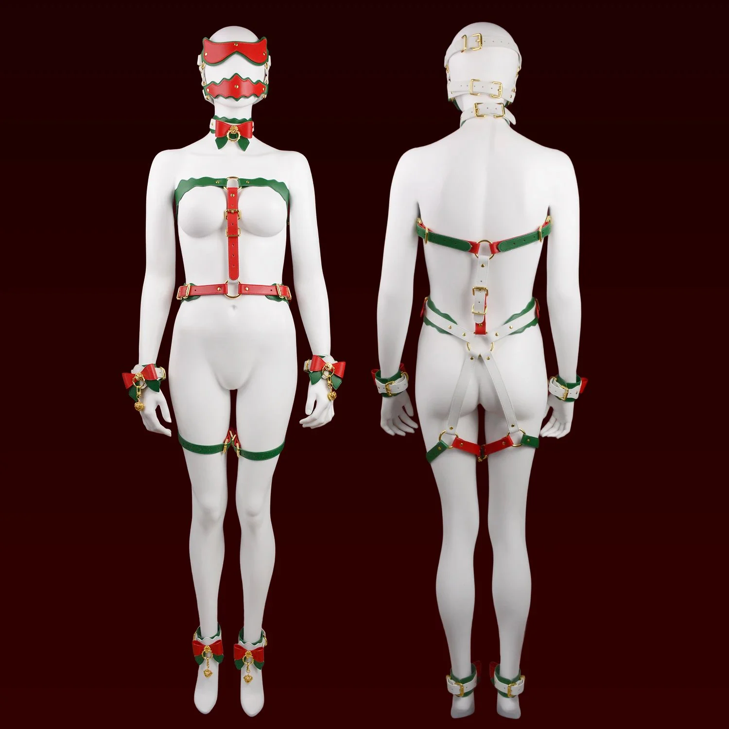 Christmas Collection Full Leather Restraint Set Enhances Intimacy - 18+ Adult Toy Available