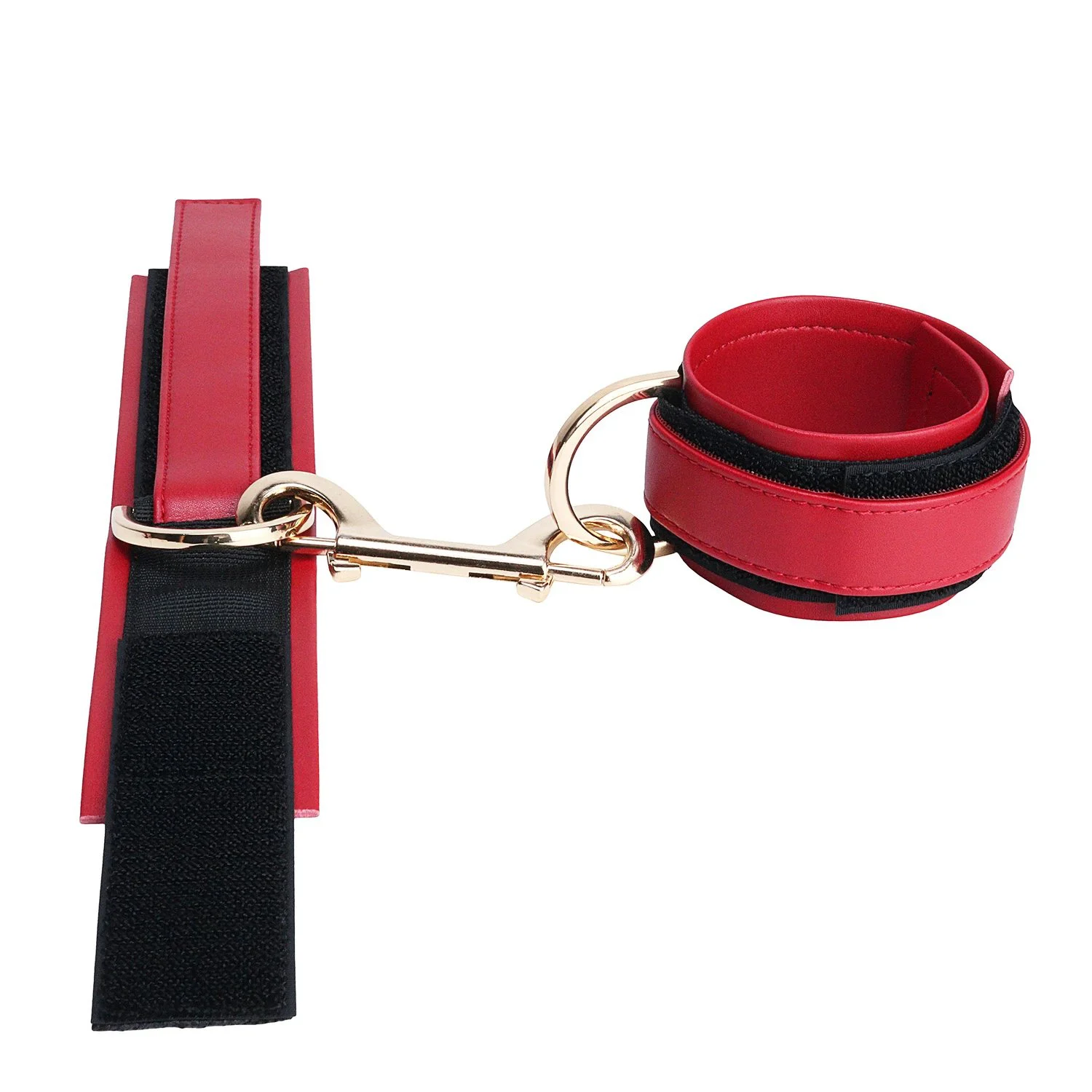 Leather Black Red Handcuffs, Fashionable Bondage Handcuffs for Adult Play for Bdsm and 18+