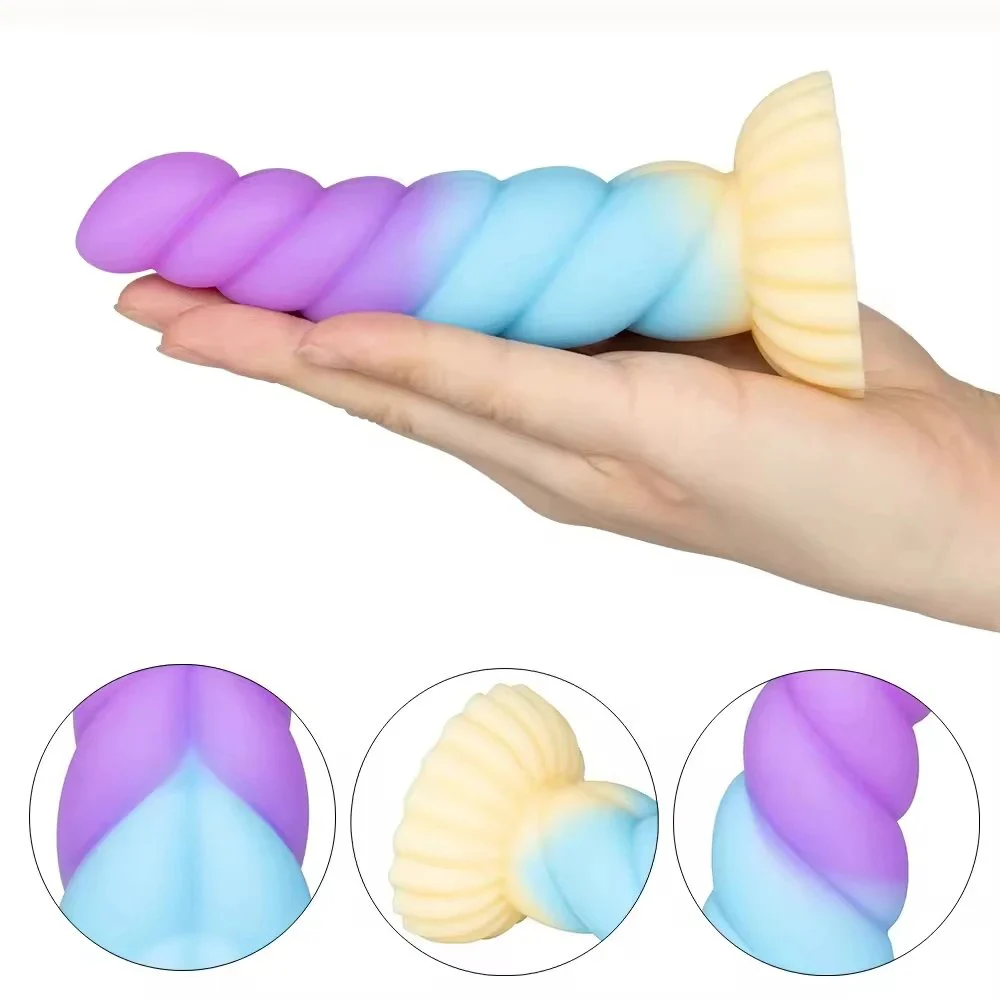 Colorful Jelly Luminous Eco-Friendly Silicone Dildo Anal Plug Strong Suction Cup Waterproof IPX6 Women Couples Sex Toy