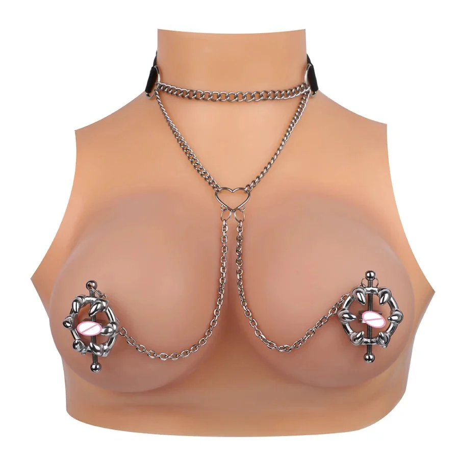 Collar with Nipple Clamps & Chain,bdsm Strict Leather Harness for Man Collar,bondage Gear Toys