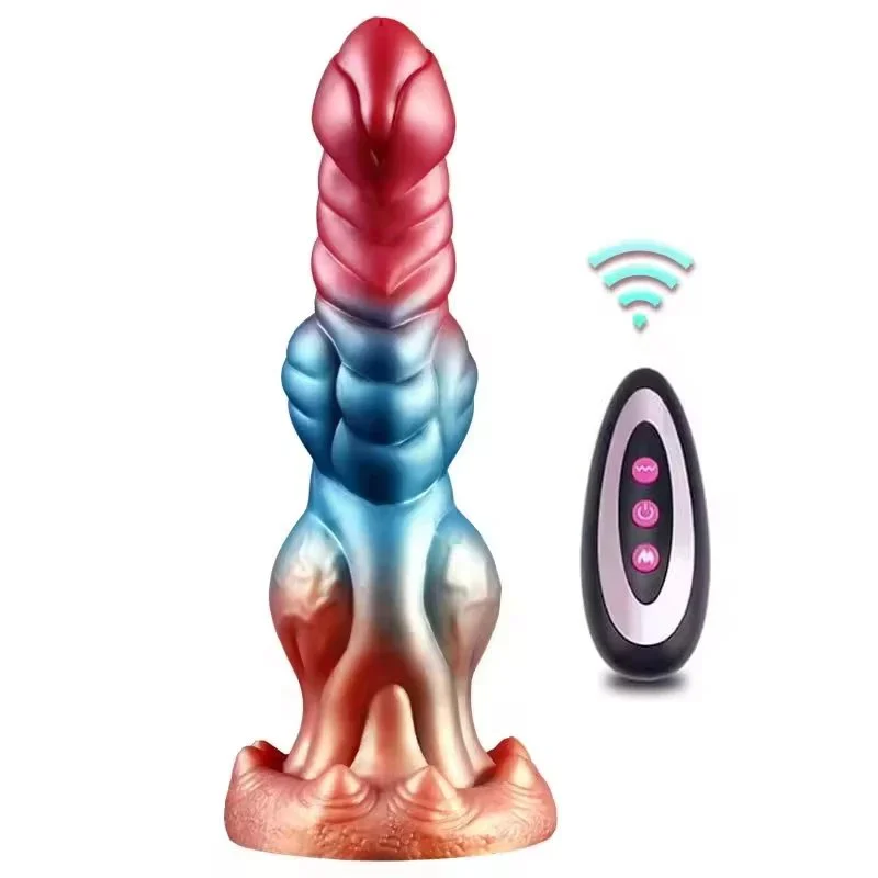 Monster Dildo Thrusting Fantasy Huge Dragon Knot Anal Dildo 4IN1-5 Thrusting 10 Vibrating Heating Knots Animal Dildo