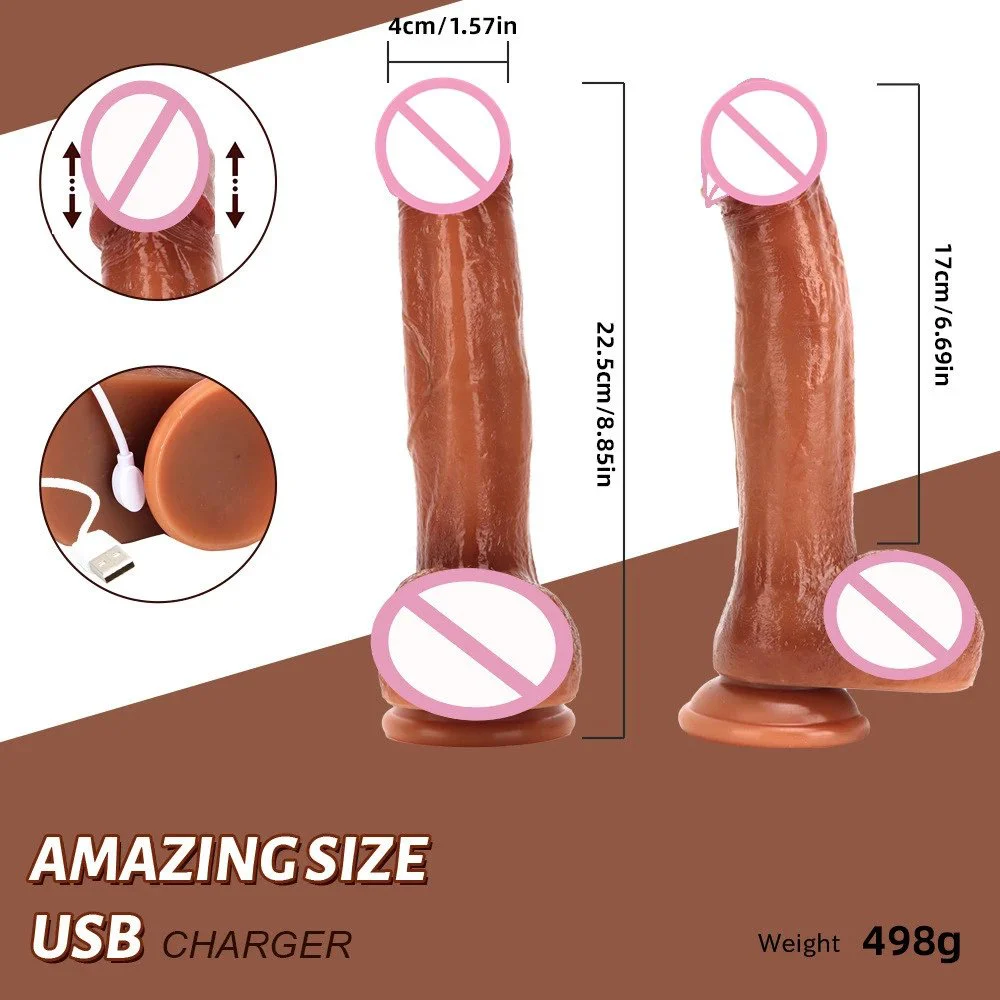 Rechargeable Realistic Thrusting Dildo Vibrator Adult Sex Toy Women Heating Telescopic Dildo Vibrators