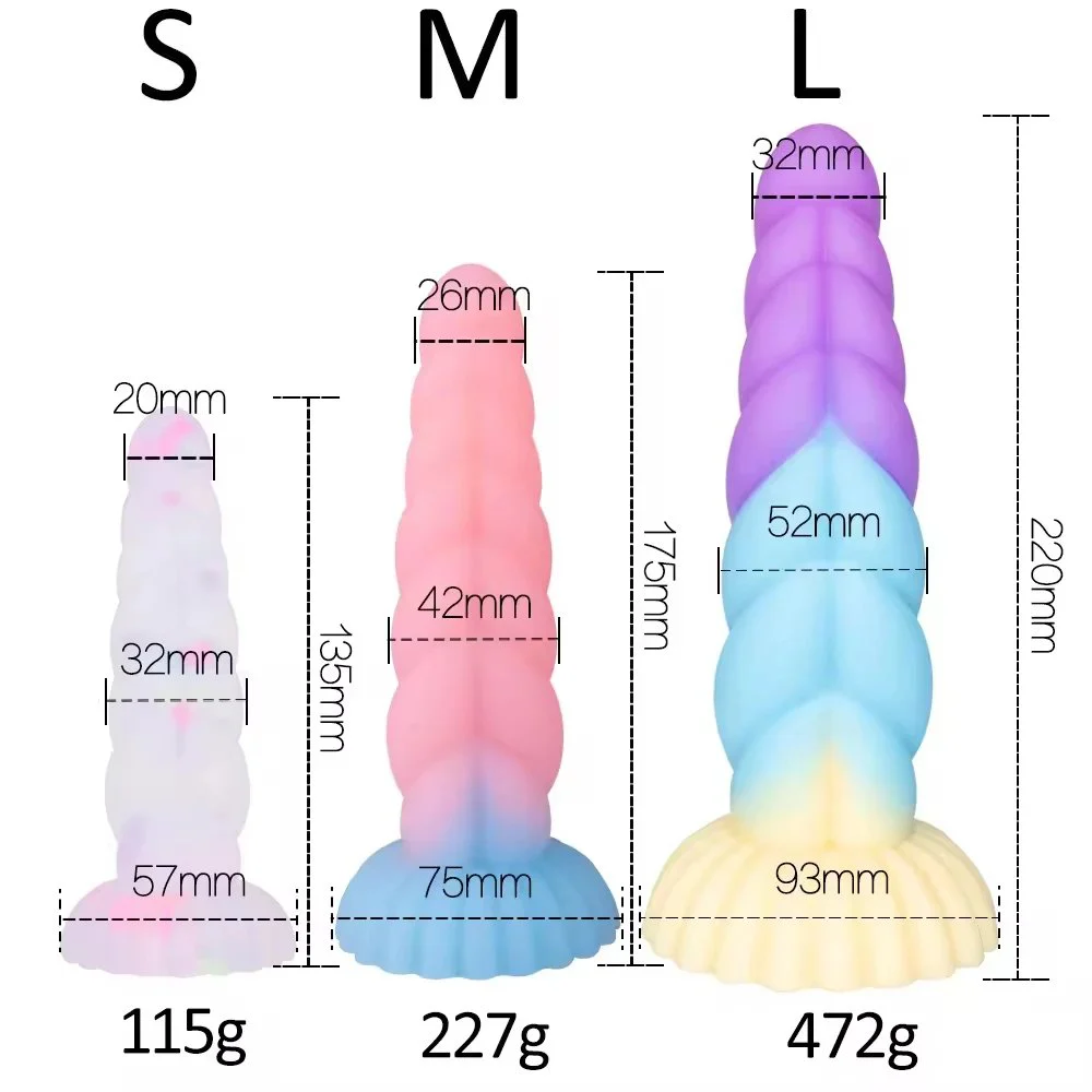 Colorful Jelly Luminous Eco-Friendly Silicone Dildo Anal Plug Strong Suction Cup Waterproof IPX6 Women Couples Sex Toy