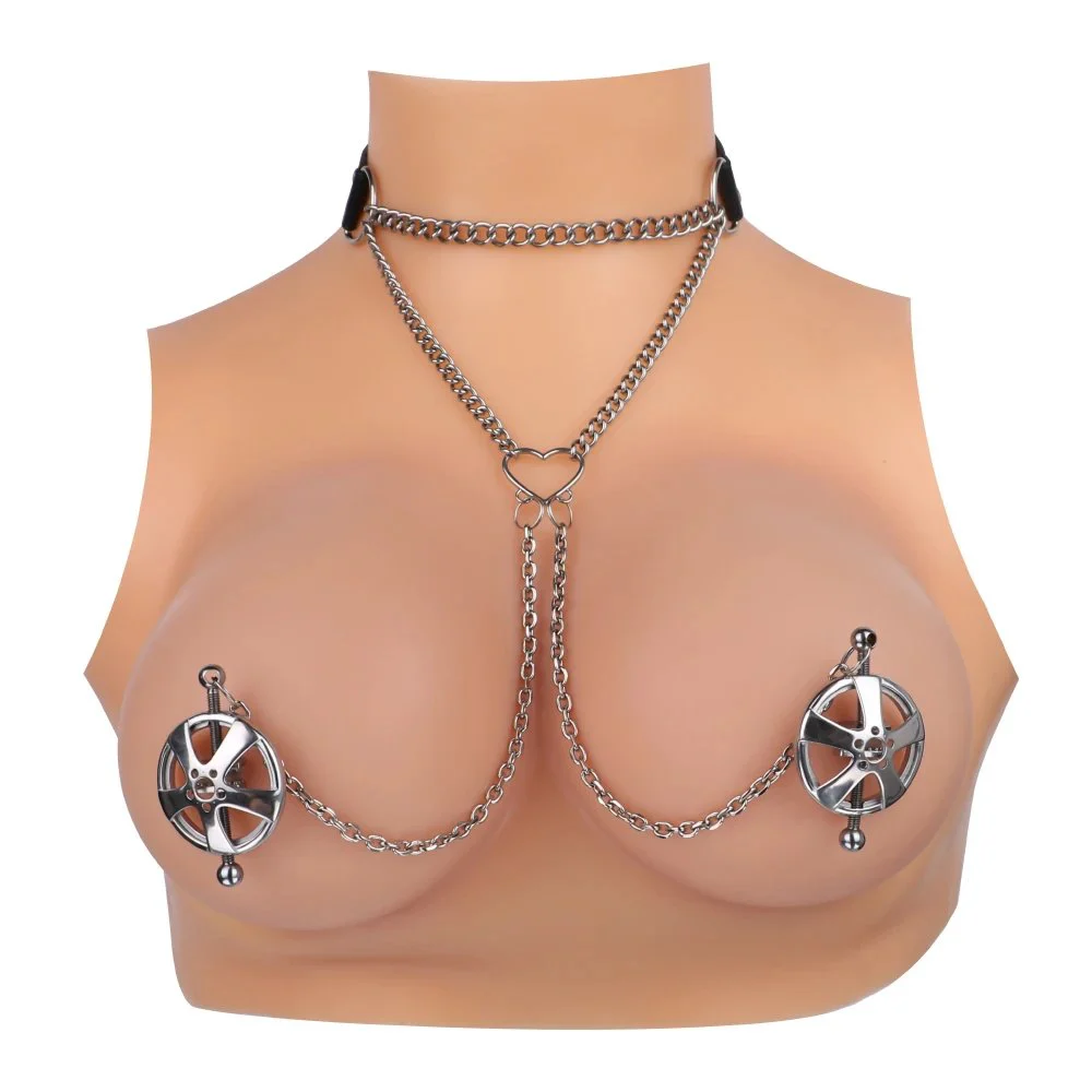 Collar with Nipple Clamps & Chain,bdsm Strict Leather Harness for Man Collar,bondage Gear Toys
