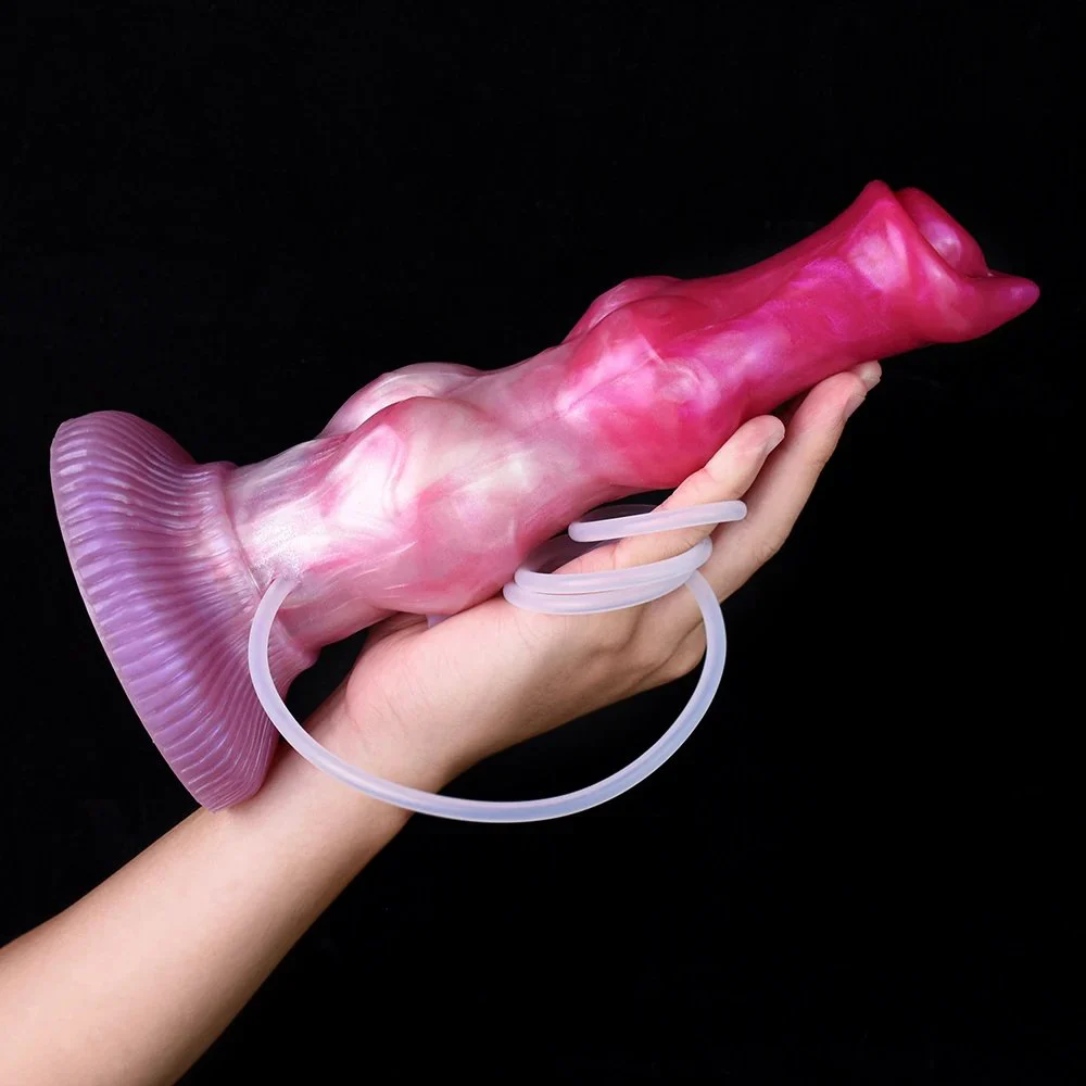 Soft Silicone Squirting Dildo Equipped with Injector and Pump Fantasy Style Portable SexToy for Adult