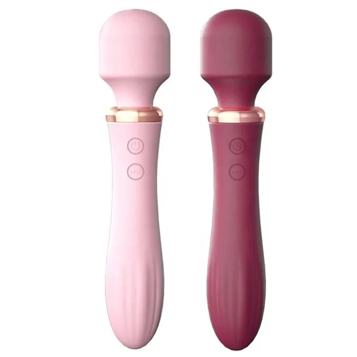 USB Rechargeable 10-Vibration Waterproof Silicone Heating Wand Massage Double-Head G-Spot Vibrator Dildo