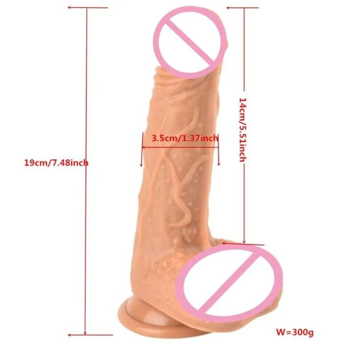 China 19cm Realistic Silicone Soft Adult Sex Toy Dildo for Men and Women 100% Waterproof & Eco-Friendly