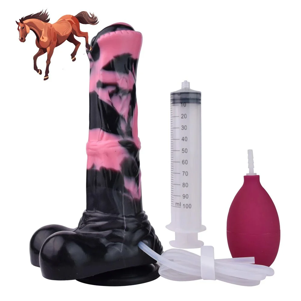Liquid Silicone Squirting Cock Strong Suction Anal Sex Toys Animal Horse Dildo