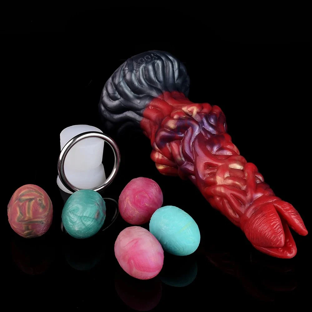 Ovipositor Dildo With Silicone Eggs Knotted Dildo with Hollow Tunnel Luminous Dildo Glow in the Dark