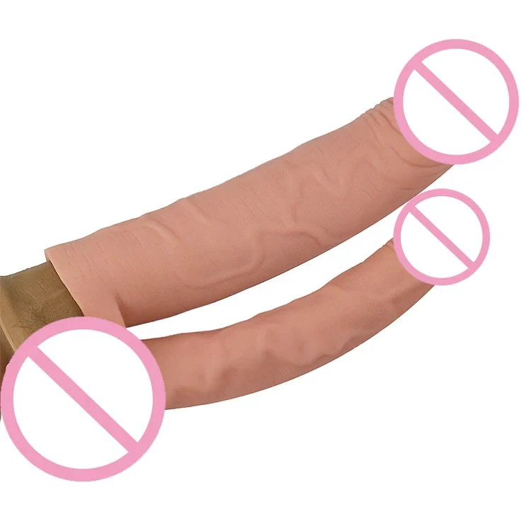 Realistic Soft Rubber Waterproof Grow Thicker Dildo Double Head
