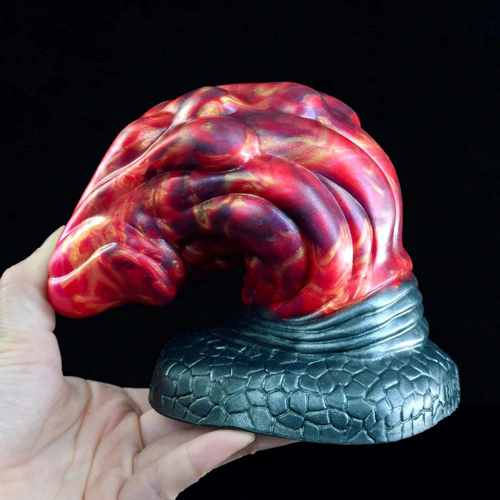 Color Big Size Anal Plug Monster Shaped Realistic Huge Cock Penis Fire Dragon Color Dildos with Sucker