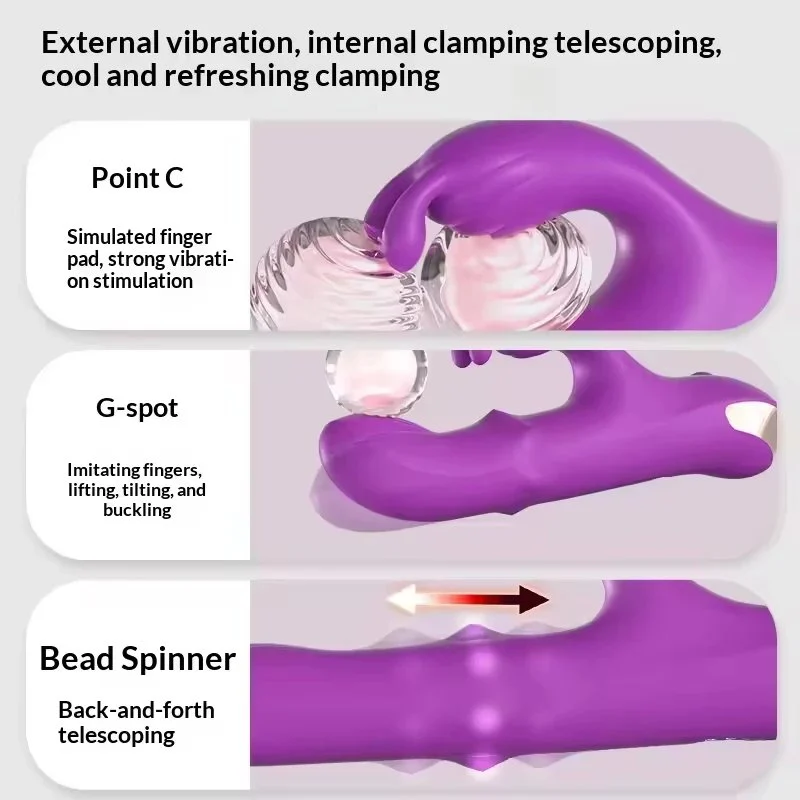 Female Adult Personal Massager with Adjustable Ball Vibrator Dual Motor Vibration for Internal and External Use