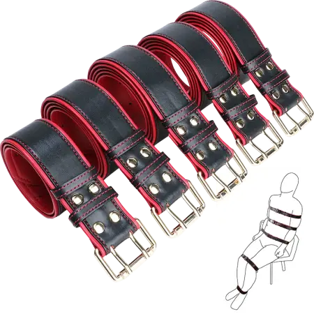 Body Combination Restraint Leather Belt,Leather Ankle Restraint, Collar Leather Metal Chain, Fetish Sex Toys