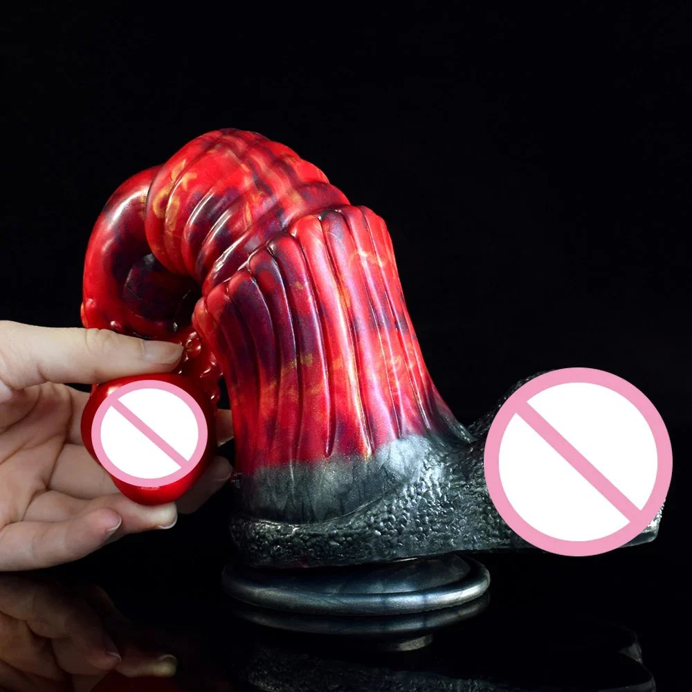 Animal Horse Artificial Penis Soft Silicone Strap on Dildo Realistic Fire Dragon Dildos Sex