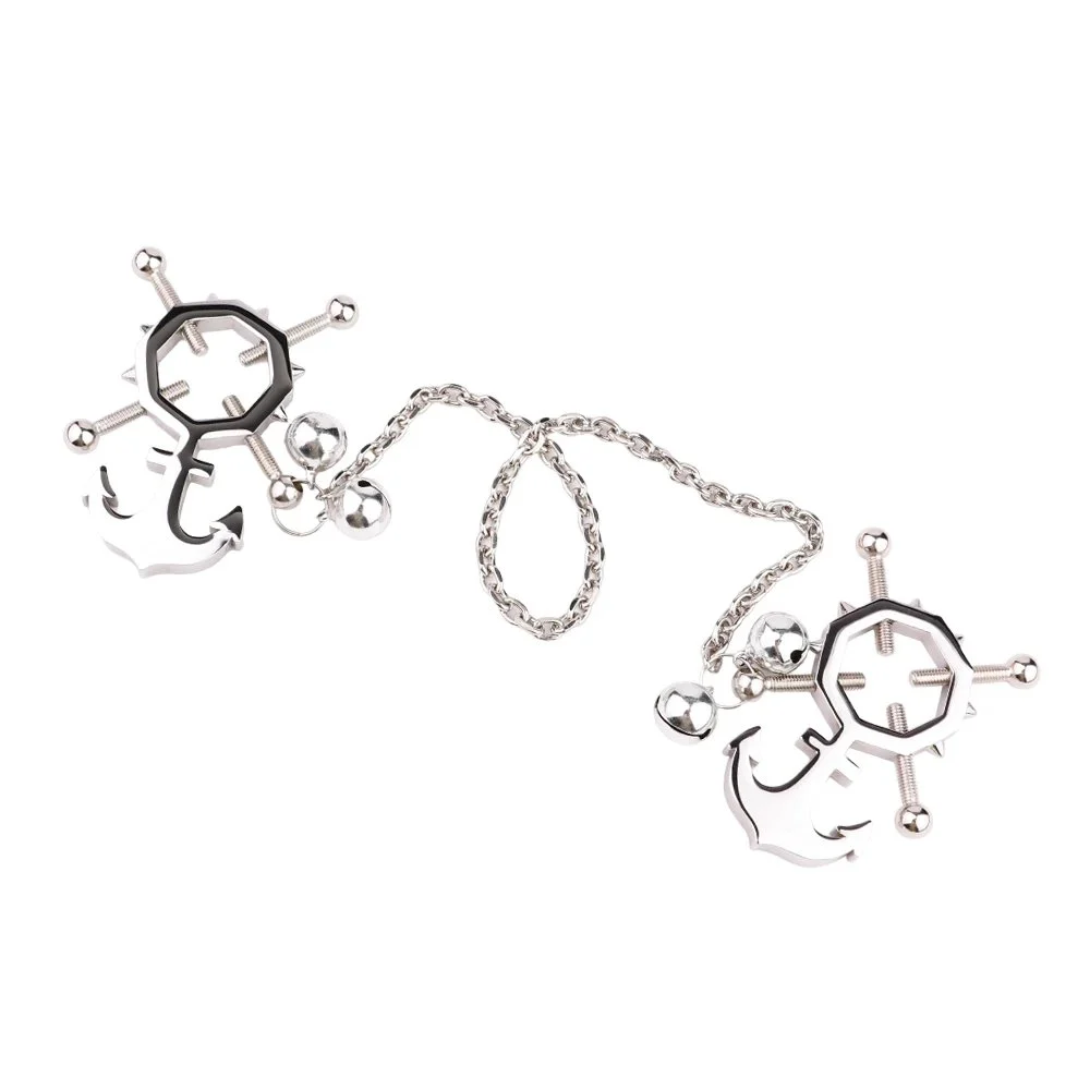Breast Bondage With Steel Chain Strapon Couple Flirting Products Stainless Steel Nipple Clips Sex Toys