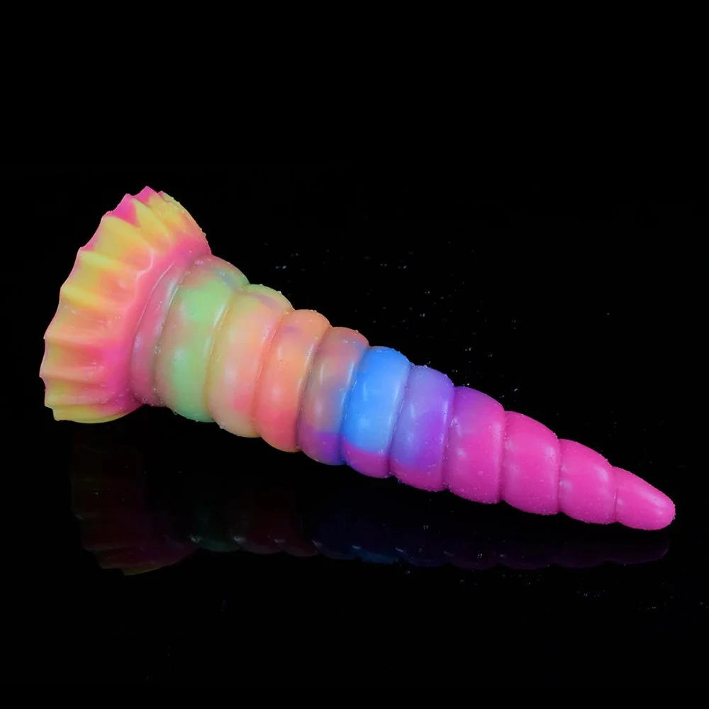 Artificial Spiral Anal Toys With Liquid Silicone Glow in the Dark Dildo for Lesbian Masturbators