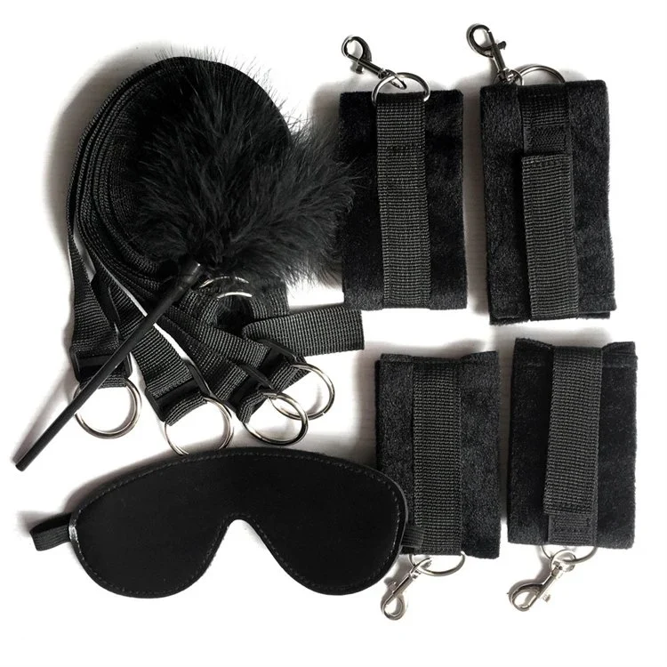 New Kit Adult Sex Toy Feather Tickler Eye Mask Bed Bondage Restraints Straps Set