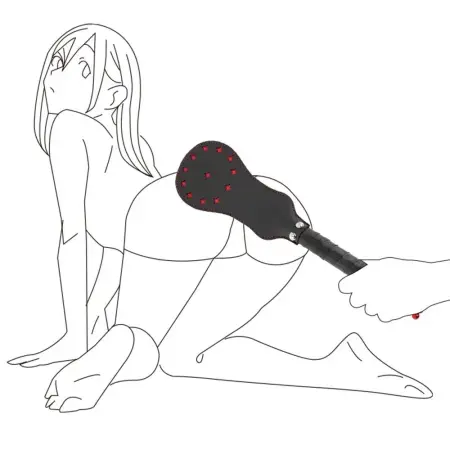 Bondage Gear Kit Small Red Star Black Elliptical Paddle PU Leather Whips for Spanking Sex Toys for Women and Men