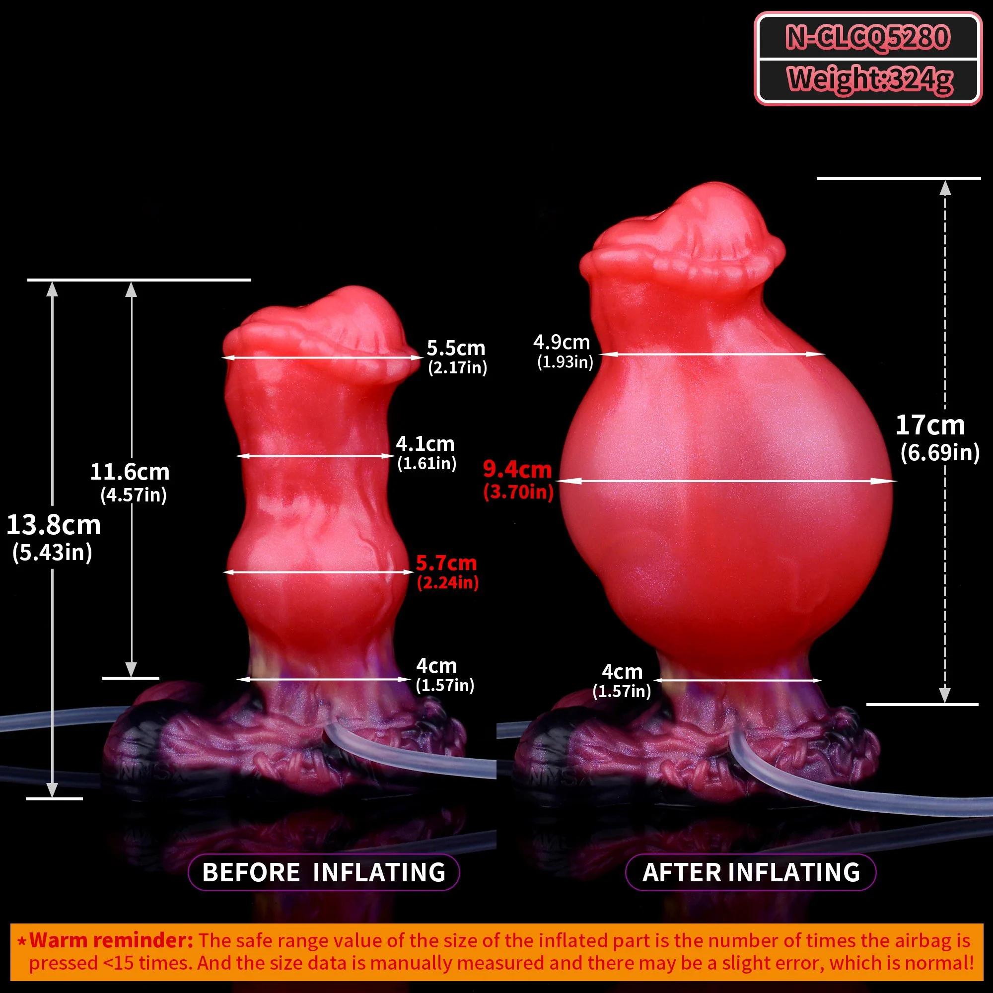 Colston Inflatable Squirting Anal Plug a Stimulating Silicone Anal Plug Designed for Adults
