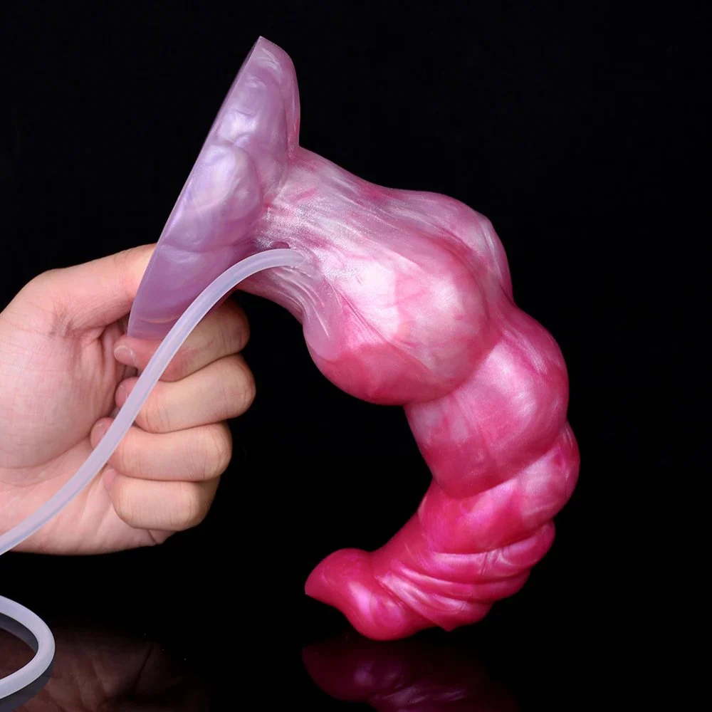 Big Size alien Cock Liquid Silicone Dildo Knot Ejaculation Dildo Suction Cup Spray Squirting Dildo for Women or Gay