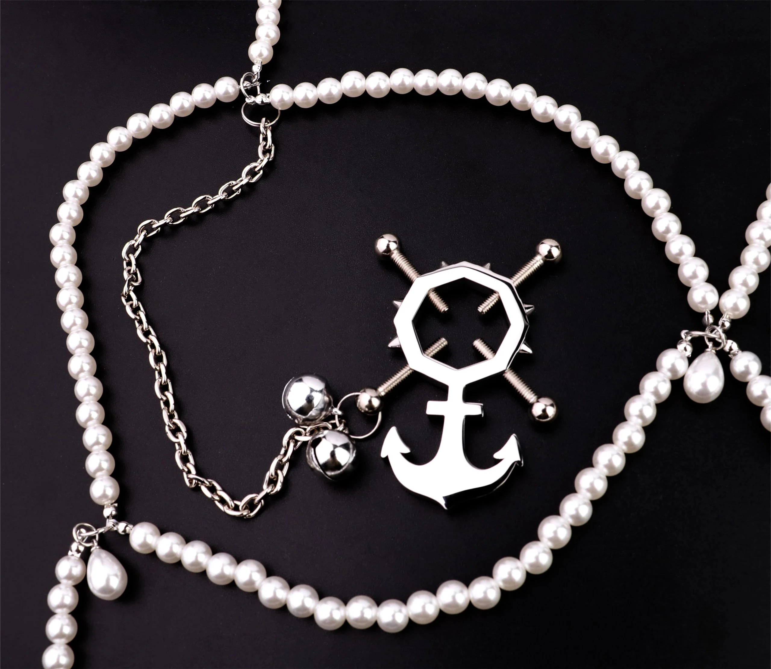 Breast Bondage With Steel Chain Strapon Couple Flirting Products Stainless Steel Nipple Clips Sex Toys