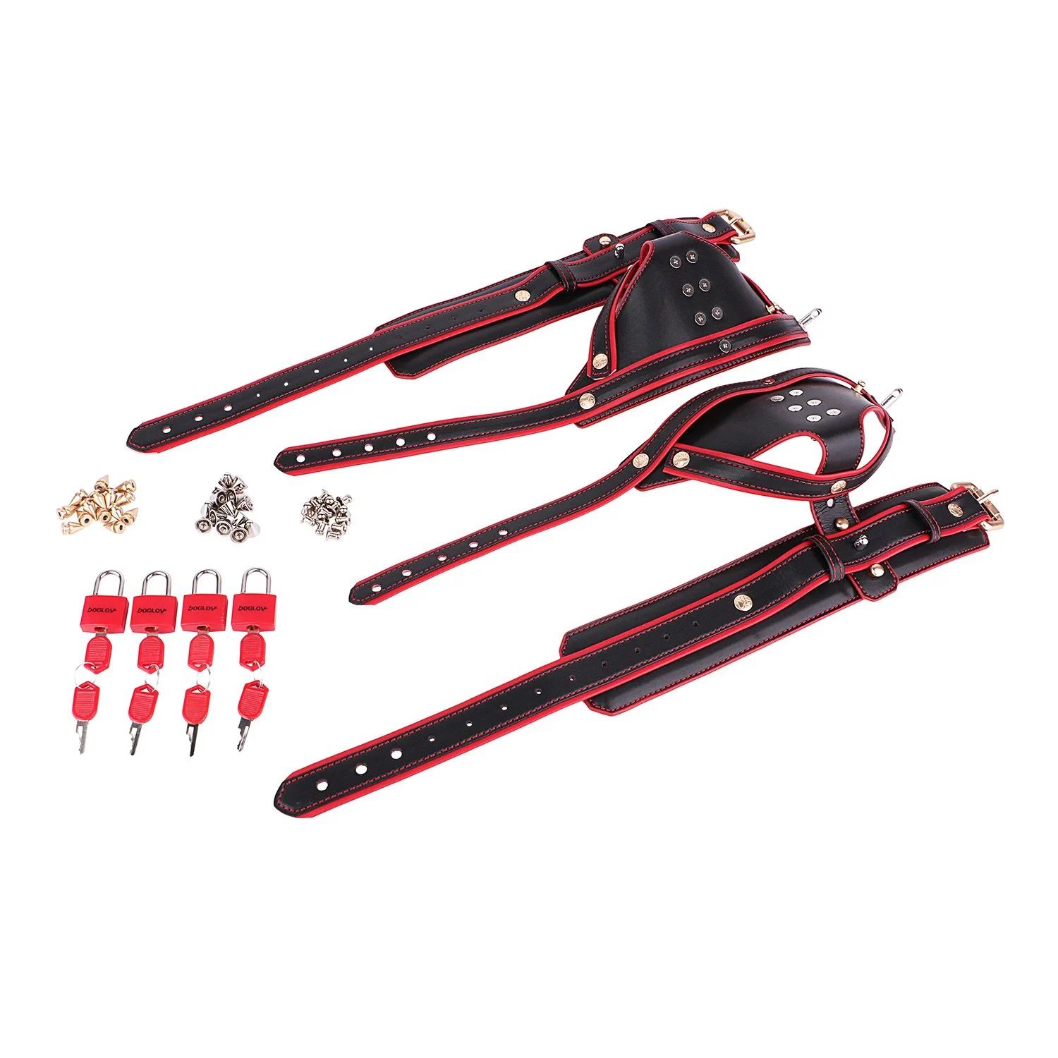 Leather Riveted Restraints for Submissive Training - Foot Spike Pain Device with Mild Stinging Sensation for Adult