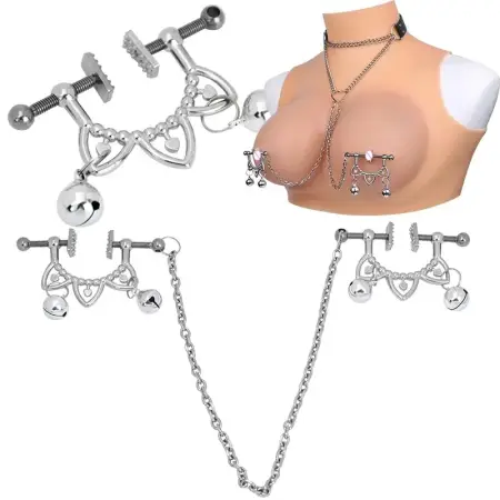 Bondage Set Sex Toys Nipple Clamps with Chain 2 Pcs Nipple Bondage Harness Adjustable Leather Collar Restraint Full Set