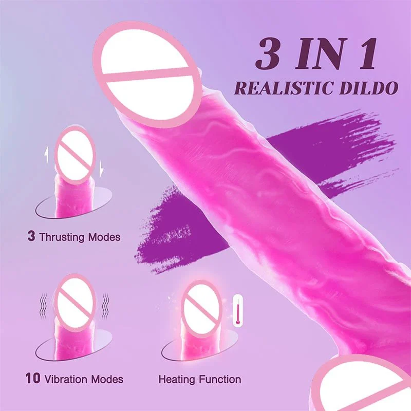 Remote Control Lifelike Warming Moving Realistic Silicone Dildo Heating Function Automatic Thrusting Dildo Vibrator for Women