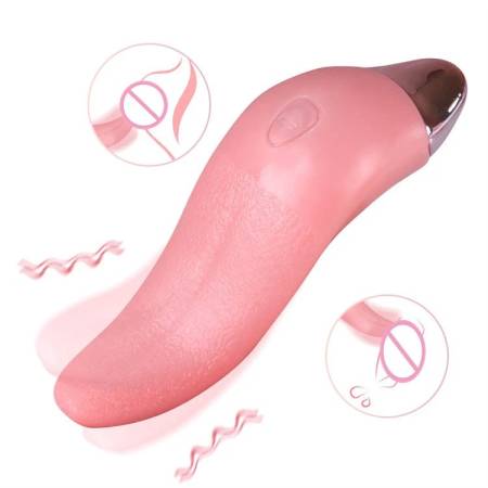 Women Sex Toys Tongue Shaped Dildo Clitoris Stimulation Heating Pink Female Tongue Vibrator