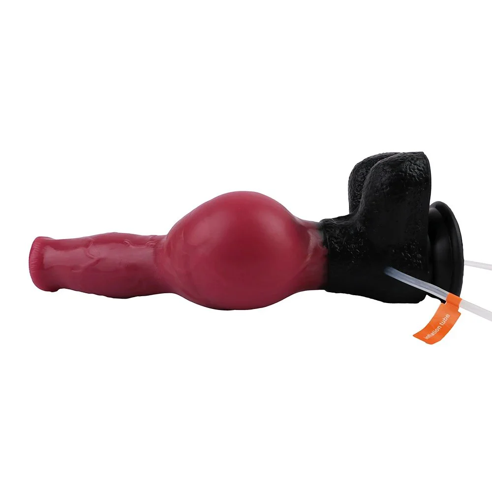 Extra Long Soft Inflatable Squirting Dog Dildo 10.2'' Silicone Adult Stimulation Animal Anal Squirting Cock with Knot for Woman