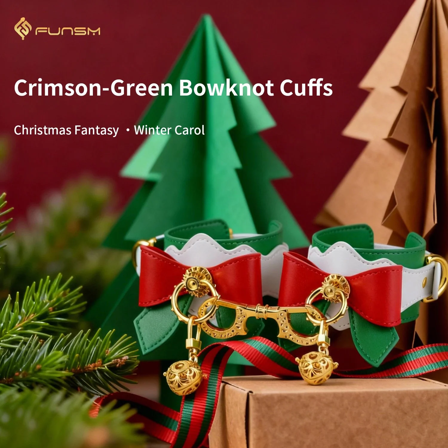 Christmas-themed Erotic Cuffs Soft Leather Material Suitable for All Holidays Couples' Erotic Leather Restraint Product