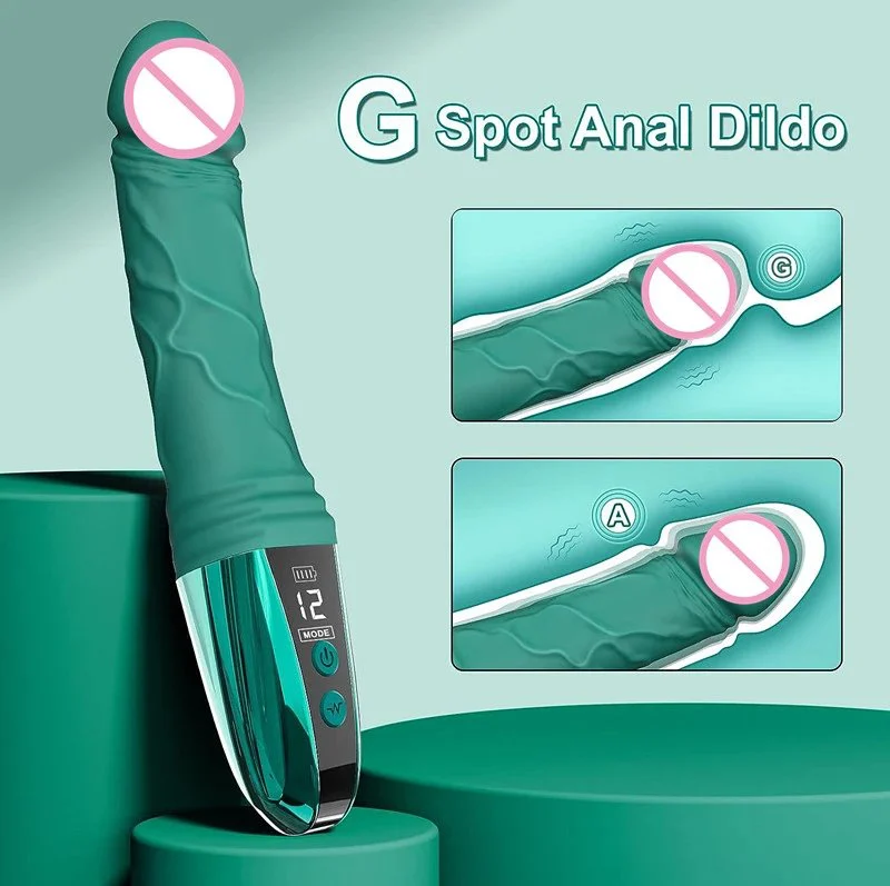 USB Rechargeable Sex Toy Realistic Silicone Women G Spot Dildo Vibrator with LCD Screen Display