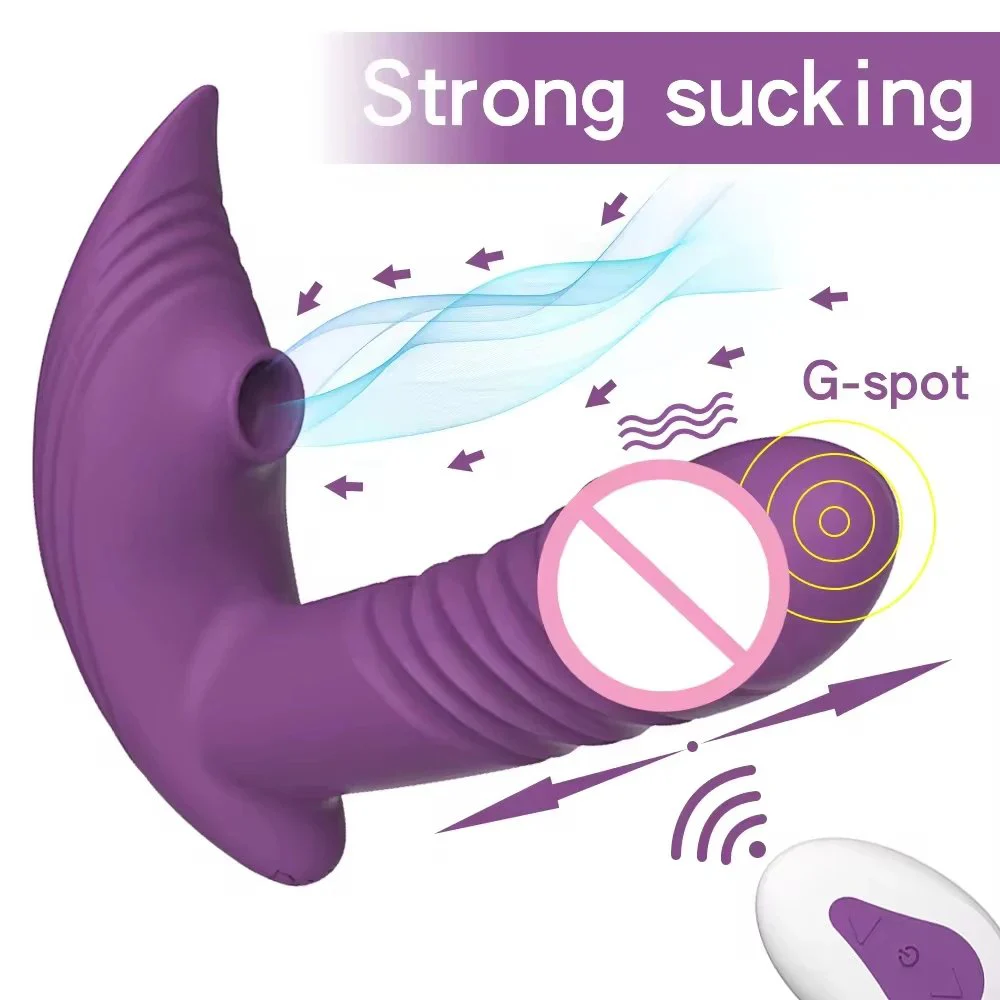 10 Frequency Lifelike Sucking 3 Frequency Thrusting Wearable Dildo Panty Vibrator Remote Control Vibrator
