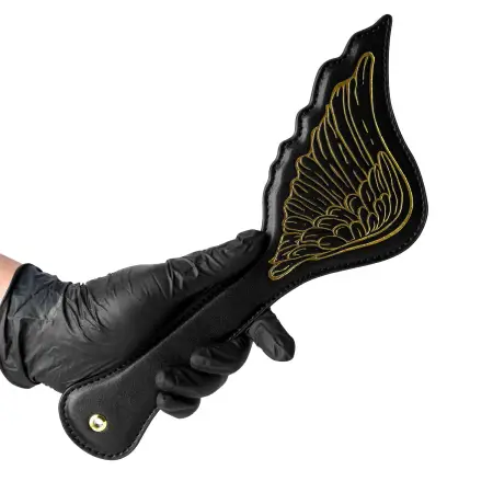 FUN New Leather Spanking Paddle Bondage Discipline Toy for Submissives, Fallen Angel Dark Style for 18+