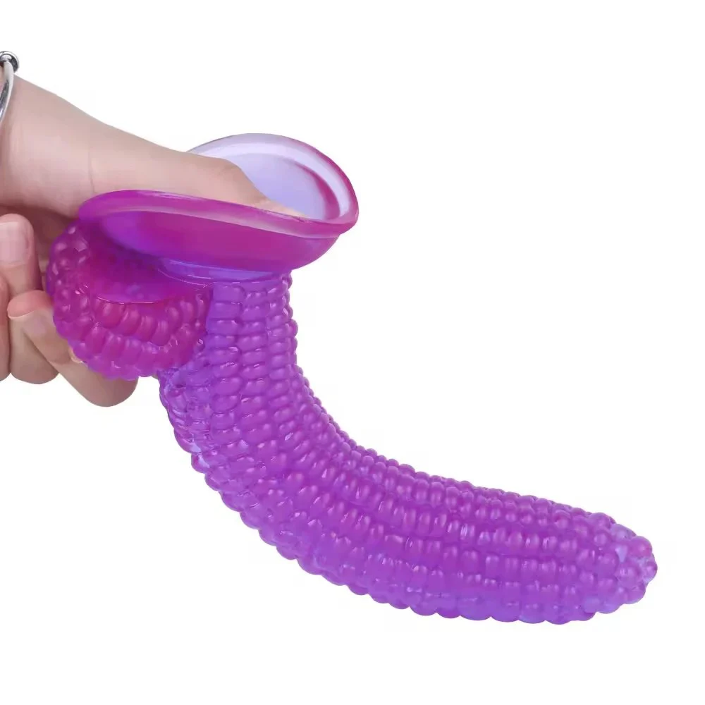 Corn Phallus Fruit Shape Crystal Black Jelly Dildo Anal Plug Eco-Friendly IPX6 Waterproof Sex Toy for Women and Men