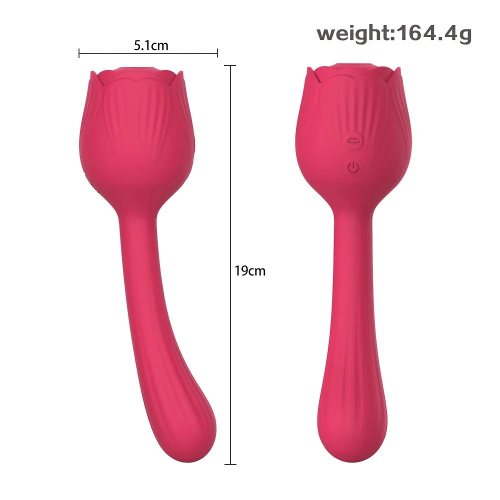 USB Rechargeable 10 Frequencies Vibration Soft Silicone 360 Spins Rose Shape Clitoral Sucking Vibrator