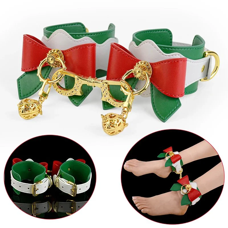 Christmas-themed Erotic Cuffs Soft Leather Material Suitable for All Holidays Couples' Erotic Leather Restraint Product