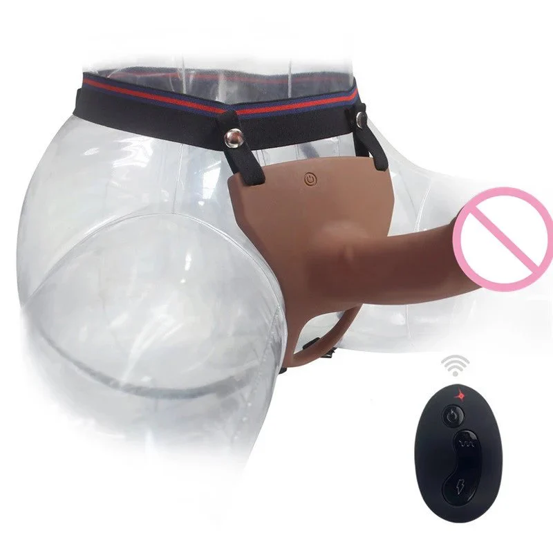 Remote Control Realistic Silicone Vibrating Strap on Dildo Hollow With Harness for Men Sex Toys